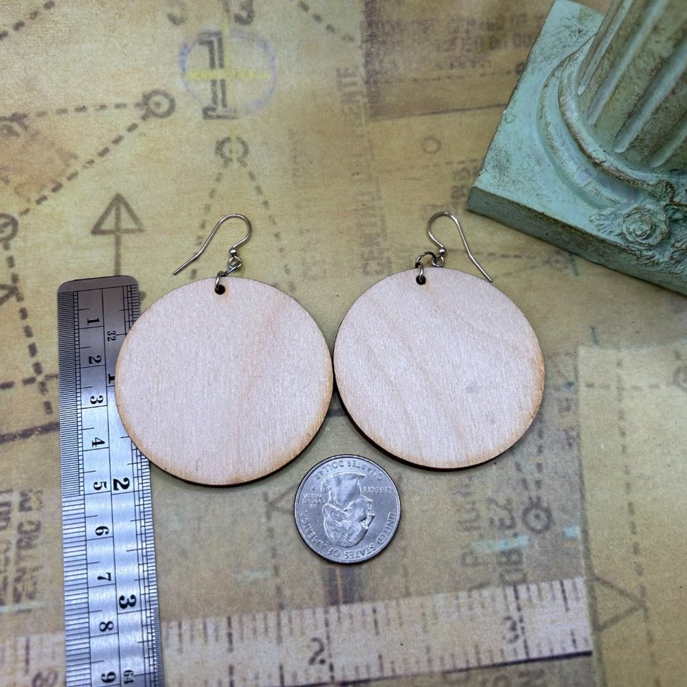 Huge Handmade Day of the Dead Skeleton With Rose Artist Earrings Round - Picture 3 of 5